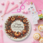 Happy Thanksgiving Autumn verlaat krans bedrijf Papieren Bordje (Feest)