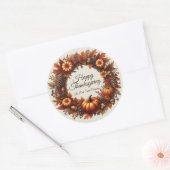 Happy Thanksgiving Autumn verlaat krans bedrijf Ronde Sticker (Envelop)