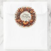 Happy Thanksgiving Autumn verlaat krans bedrijf Ronde Sticker (Tas)