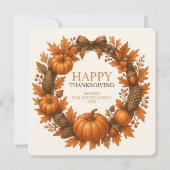 Happy Thanksgiving Autumn Wreath Corporate Feestdagenkaart (Voorkant)