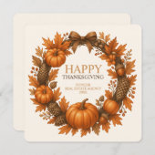 Happy Thanksgiving Autumn Wreath Corporate Feestdagenkaart (Voorkant / Achterkant)