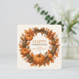 Happy Thanksgiving Autumn Wreath Corporate Feestdagenkaart