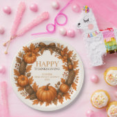 Happy Thanksgiving Autumn Wreath Corporate Papieren Bordje (Feest)