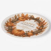 Happy Thanksgiving Autumn Wreath Corporate Papieren Bordje (Gekanteld)