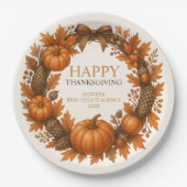 Happy Thanksgiving Autumn Wreath Corporate Papieren Bordje (Voorkant)