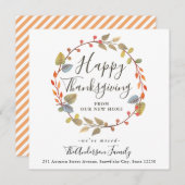 Happy Thanksgiving Autumn Wreath Holiday Moving Aankondiging (Voorkant / Achterkant)