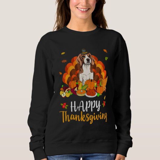 Happy Thanksgiving Beagle Dog Turkey Pet Trui (Voorkant)