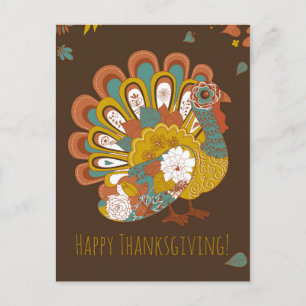 Happy Thanksgiving Beauful Turkey Card Feestdagenkaart