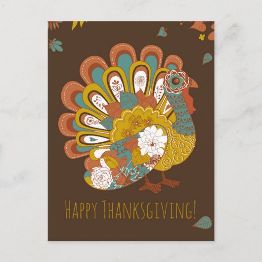 Happy Thanksgiving Beauful Turkey Card Feestdagenkaart (Voorkant)