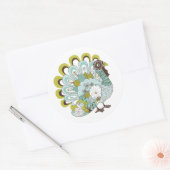 Happy Thanksgiving Beauful Turkey Kaart 2 Ronde Sticker (Envelop)