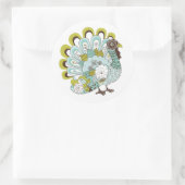 Happy Thanksgiving Beauful Turkey Kaart 2 Ronde Sticker (Tas)