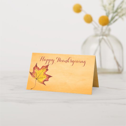 Happy Thanksgiving Bericht Herfst Blad Tafel Zitpl Plaatskaartje (Voorkant)
