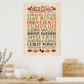 Happy Thanksgiving Beschrijvende woorden herfst Poster (Keuken)