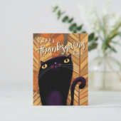 Happy Thanksgiving Black Cat Autumn Herfst Briefkaart (Staand voorkant)