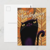 Happy Thanksgiving Black Cat Autumn Herfst Briefkaart (Voorkant / Achterkant)