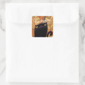 Happy Thanksgiving Black Cat Autumn Herfst Vierkante Sticker (Tas)
