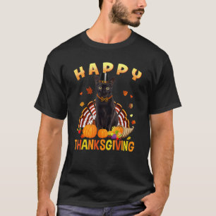 Happy Thanksgiving Black Cat Turkey Pilgrim Pet T-shirt