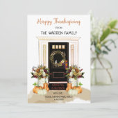 Happy Thanksgiving Black deur | Pumpkins Foto Feestdagenkaart (Staand voorkant)