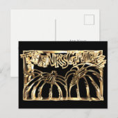 Happy Thanksgiving Black Gold Typography Pumpkin Feestdagenkaart (Voorkant / Achterkant)