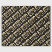 Happy Thanksgiving Black Gold Typography Pumpkins Cadeaupapier (Vlak)