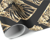 Happy Thanksgiving Black Gold Typography Pumpkins Cadeaupapier (Rol Hoek)