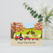 Happy Thanksgiving Black Labrador Tractor Briefkaart (Staand voorkant)
