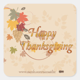 Happy Thanksgiving - Bladeren, druiven en linten Vierkante Sticker