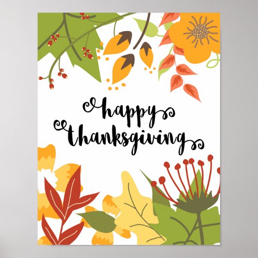 Happy Thanksgiving - Bladeren - Poster (Voorkant)