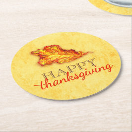 Happy thanksgiving bladkunst papieren onderzetters
