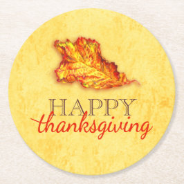 Happy thanksgiving bladkunst papieren onderzetters