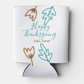 Happy Thanksgiving blauw bruin vallen bladeren blo Blikjeskoeler (Voorkant)