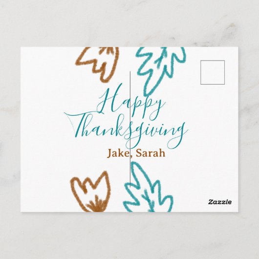 Happy Thanksgiving blauw bruin vallen bladeren blo Briefkaart (Achterkant)