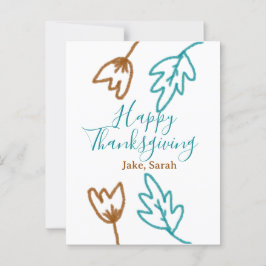 Happy Thanksgiving blauw bruin vallen bladeren blo Briefkaart