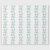 Happy Thanksgiving blauw bruin vallen bladeren blo Cadeaupapier (Vlak)