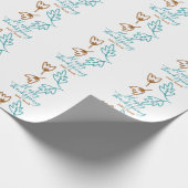 Happy Thanksgiving blauw bruin vallen bladeren blo Cadeaupapier (Hoek)