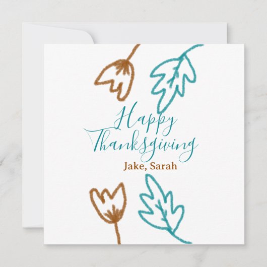 Happy Thanksgiving blauw bruin vallen bladeren blo Feestdagenkaart (Voorkant)