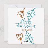 Happy Thanksgiving blauw bruin vallen bladeren blo Feestdagenkaart (Achterkant)