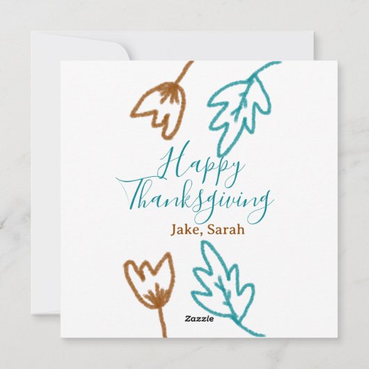 Happy Thanksgiving blauw bruin vallen bladeren blo Feestdagenkaart (Achterkant)