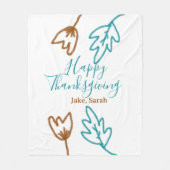 Happy Thanksgiving blauw bruin vallen bladeren blo Fleece Deken (Voorkant)
