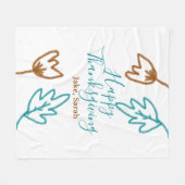 Happy Thanksgiving blauw bruin vallen bladeren blo Fleece Deken (Voorkant (Horizontaal))