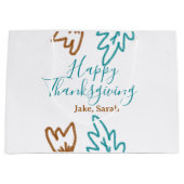 Happy Thanksgiving blauw bruin vallen bladeren blo Groot Cadeauzakje (Voorkant)