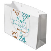 Happy Thanksgiving blauw bruin vallen bladeren blo Groot Cadeauzakje (Achterkant Gekanteld)