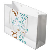 Happy Thanksgiving blauw bruin vallen bladeren blo Groot Cadeauzakje (Voorkant Gekanteld)