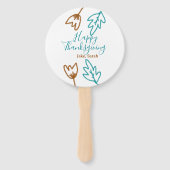 Happy Thanksgiving blauw bruin vallen bladeren blo Handwaaier (Voorkant)