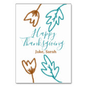 Happy Thanksgiving blauw bruin vallen bladeren blo Kaart (Achterkant)