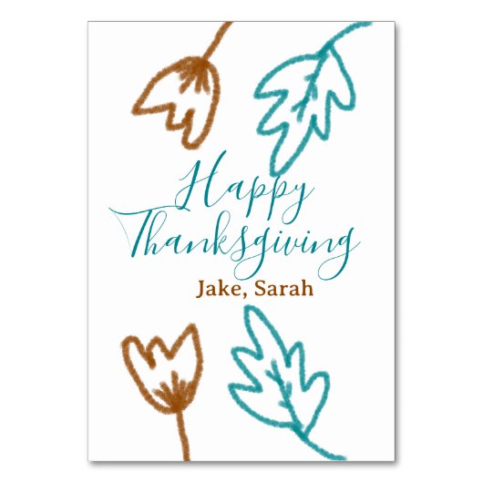 Happy Thanksgiving blauw bruin vallen bladeren blo Kaart (Achterkant)