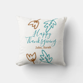 Happy Thanksgiving blauw bruin vallen bladeren blo Kussen