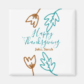 Happy Thanksgiving blauw bruin vallen bladeren blo Magneet (Voorkant)