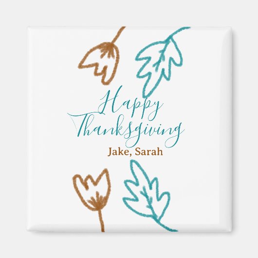 Happy Thanksgiving blauw bruin vallen bladeren blo Magneet (Voorkant)