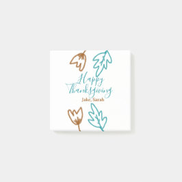 Happy Thanksgiving blauw bruin vallen bladeren blo Post-it® Notes